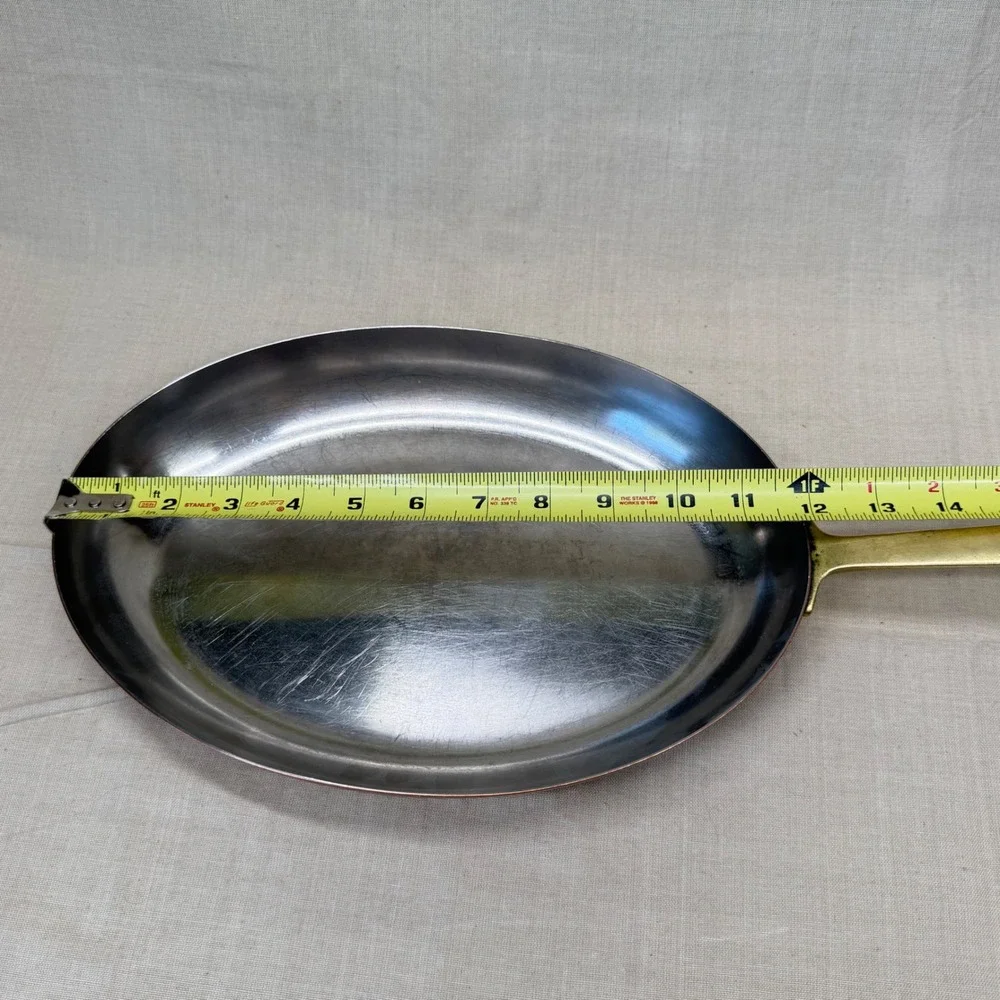 Vintage Paul Revere‎ Copper Fish Skillet Oval Fry Pan Brass Handle Decor